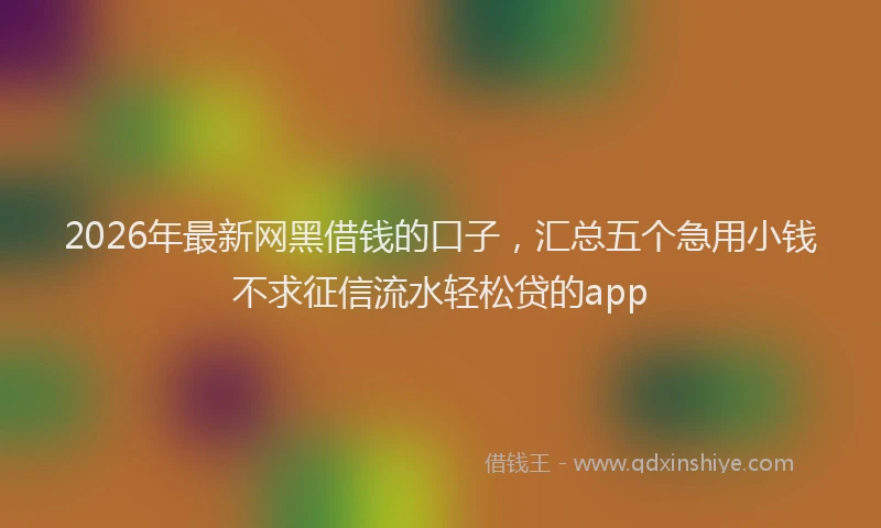 2026年最新网黑借钱的口子，汇总五个急用小钱不求征信流水轻松贷的app
