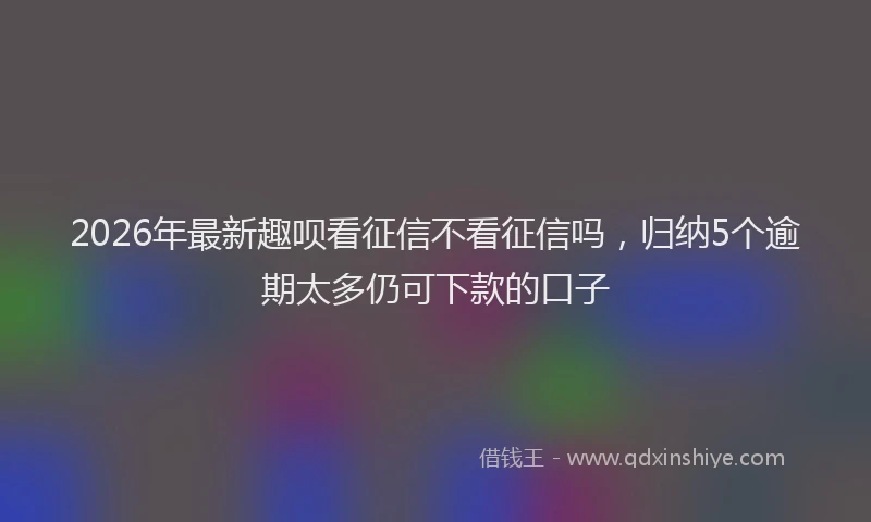 2026年最新趣呗看征信不看征信吗，归纳5个逾期太多仍可下款的口子