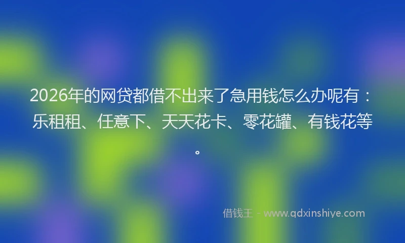 2026年的网贷都借不出来了急用钱怎么办呢有：乐租租、任意下、天天花卡、零花罐、有钱花等。