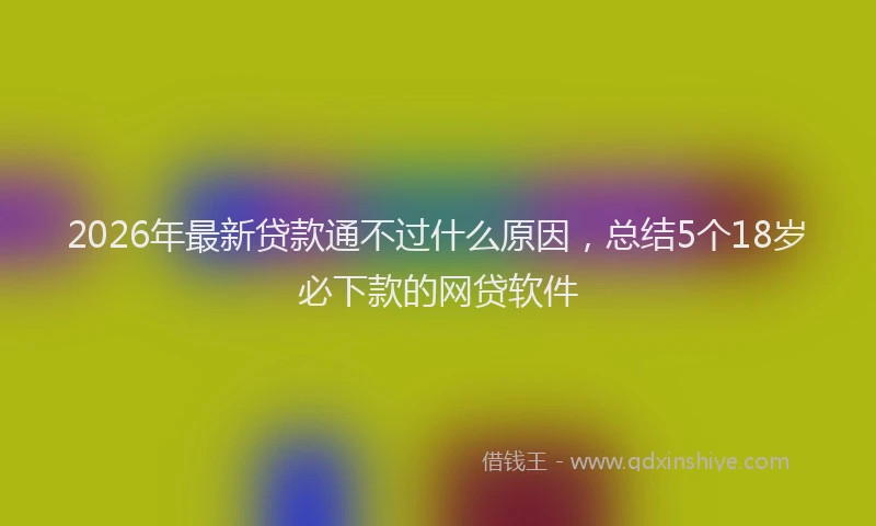 2026年最新贷款通不过什么原因，总结5个18岁必下款的网贷软件