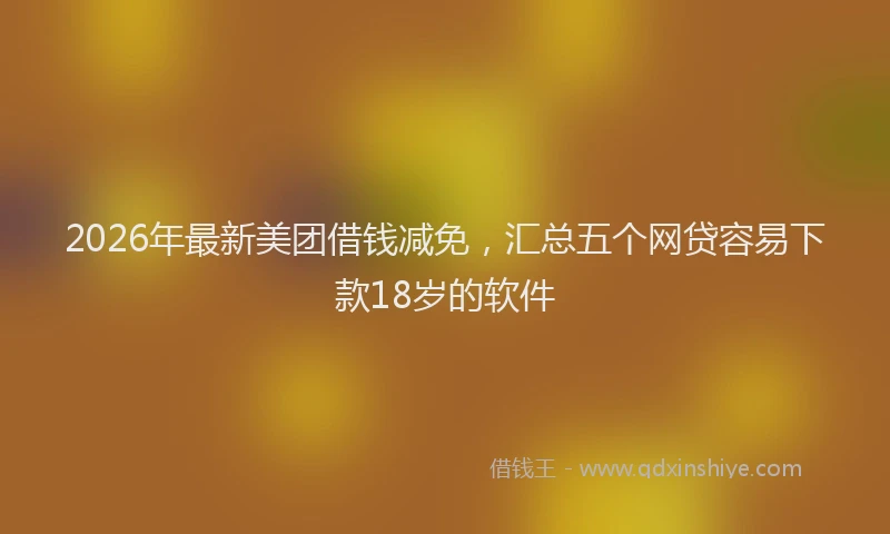2026年最新美团借钱减免，汇总五个网贷容易下款18岁的软件