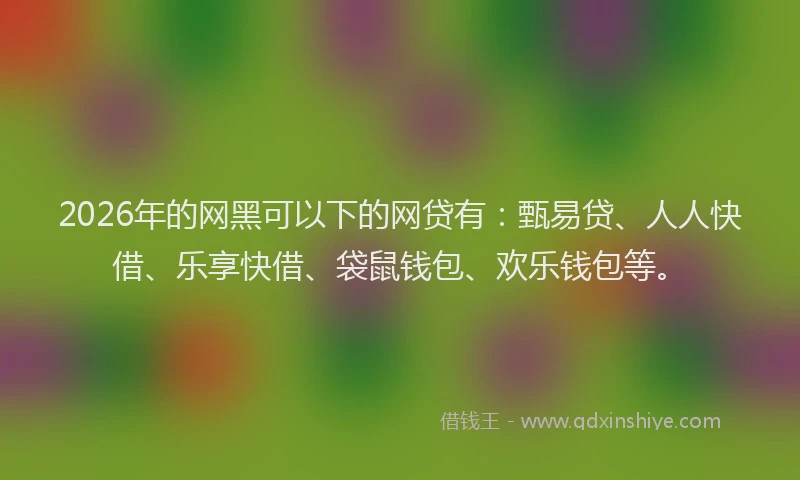 2026年的网黑可以下的网贷有：甄易贷、人人快借、乐享快借、袋鼠钱包、欢乐钱包等。