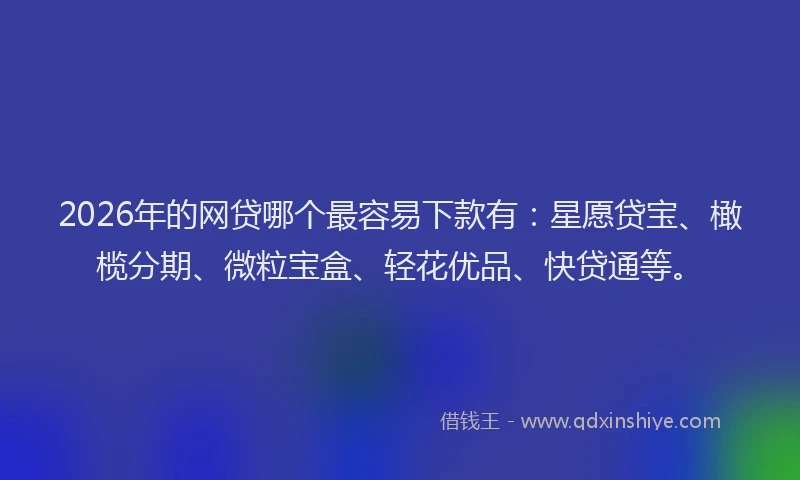 2026年的网贷哪个最容易下款有：星愿贷宝、橄榄分期、微粒宝盒、轻花优品、快贷通等。