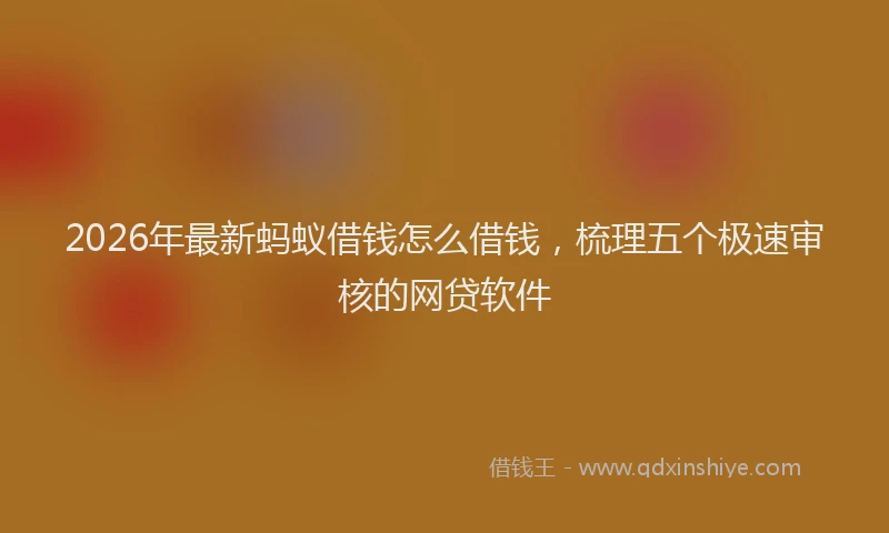 2026年最新蚂蚁借钱怎么借钱，梳理五个极速审核的网贷软件