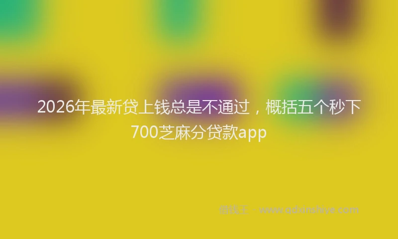 2026年最新贷上钱总是不通过，概括五个秒下700芝麻分贷款app