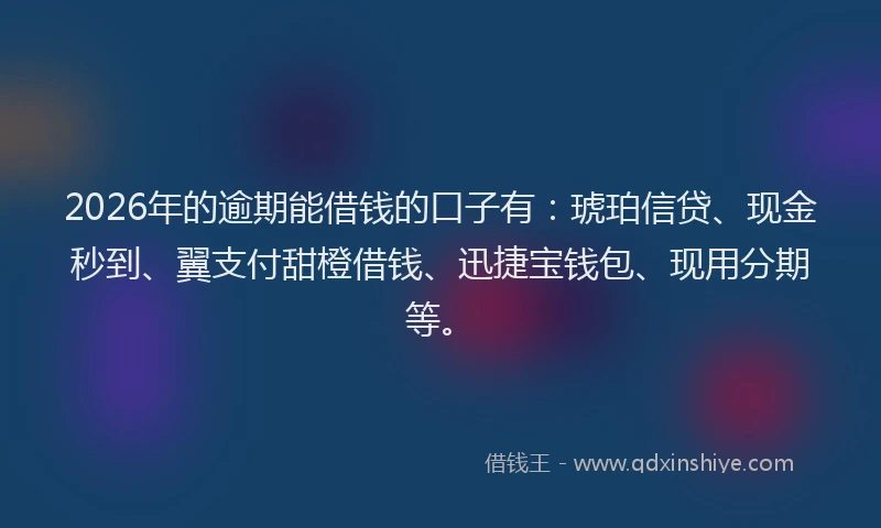 2026年的逾期能借钱的口子有：琥珀信贷、现金秒到、翼支付甜橙借钱、迅捷宝钱包、现用分期等。