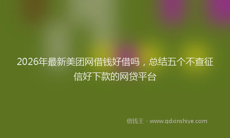 2026年最新美团网借钱好借吗，总结五个不查征信好下款的网贷平台