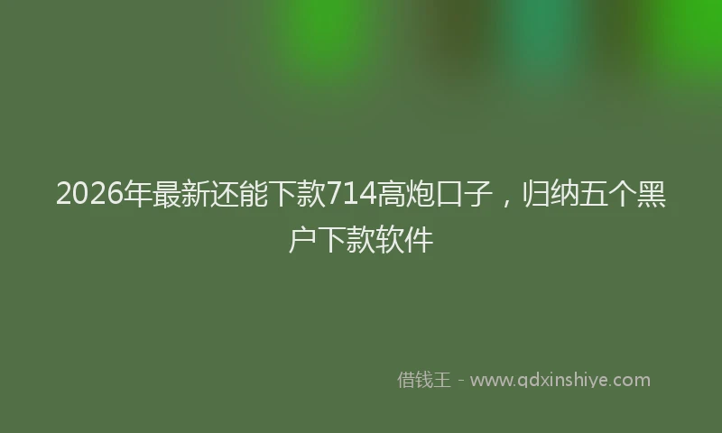 2026年最新还能下款714高炮口子，归纳五个黑户下款软件