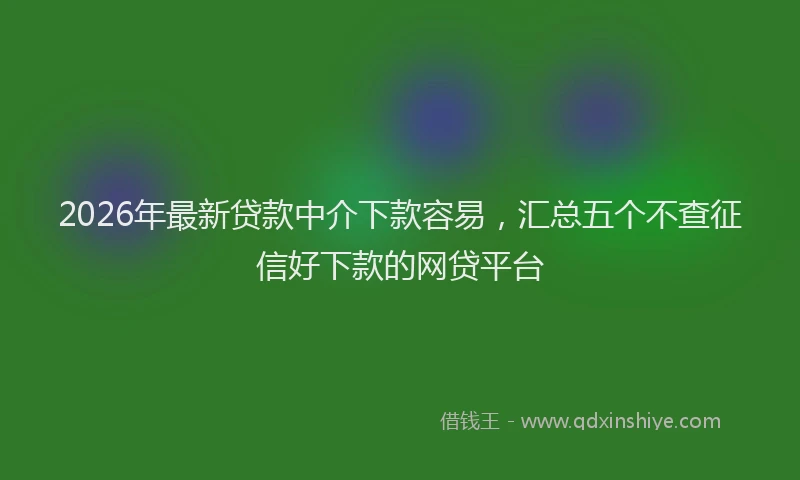 2026年最新贷款中介下款容易，汇总五个不查征信好下款的网贷平台