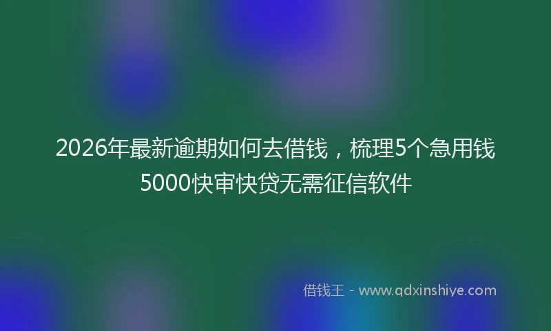 2026年最新逾期如何去借钱，梳理5个急用钱5000快审快贷无需征信软件