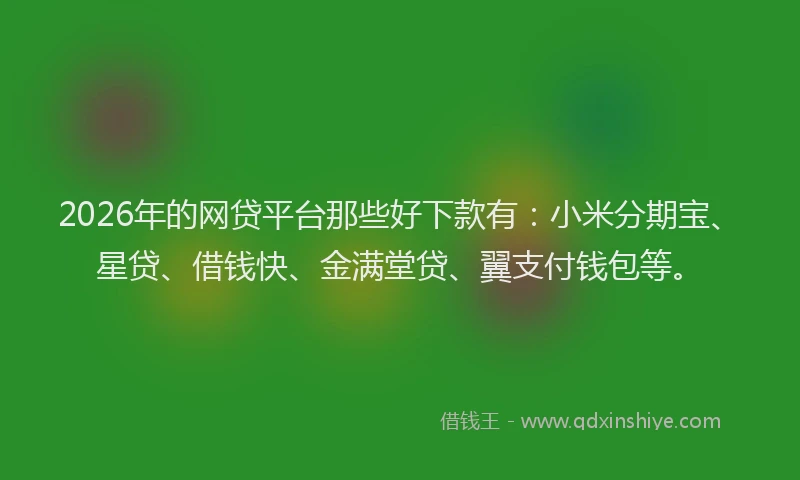 2026年的网贷平台那些好下款有：小米分期宝、星贷、借钱快、金满堂贷、翼支付钱包等。
