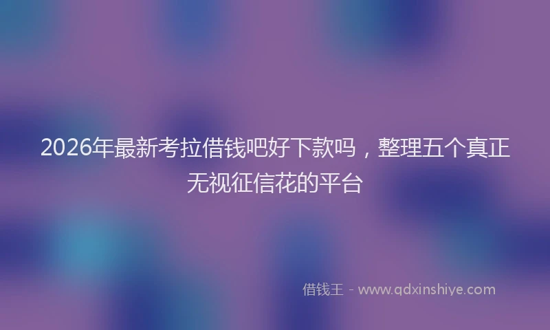 2026年最新考拉借钱吧好下款吗，整理五个真正无视征信花的平台
