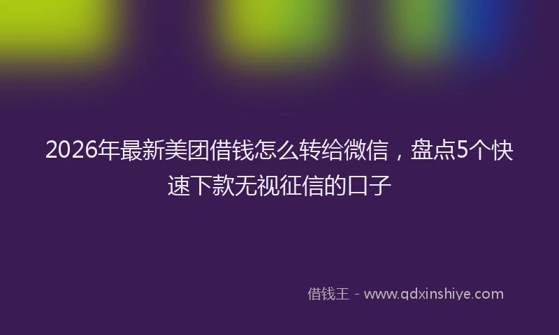 2026年最新美团借钱怎么转给微信，盘点5个快速下款无视征信的口子