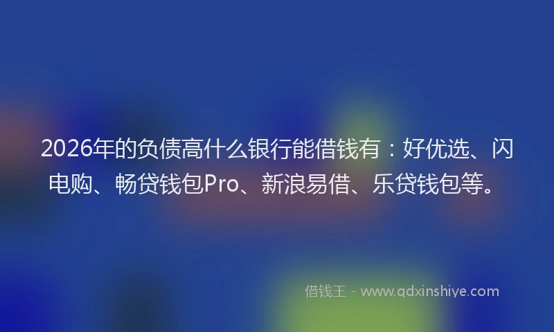 2026年的负债高什么银行能借钱有：好优选、闪电购、畅贷钱包Pro、新浪易借、乐贷钱包等。