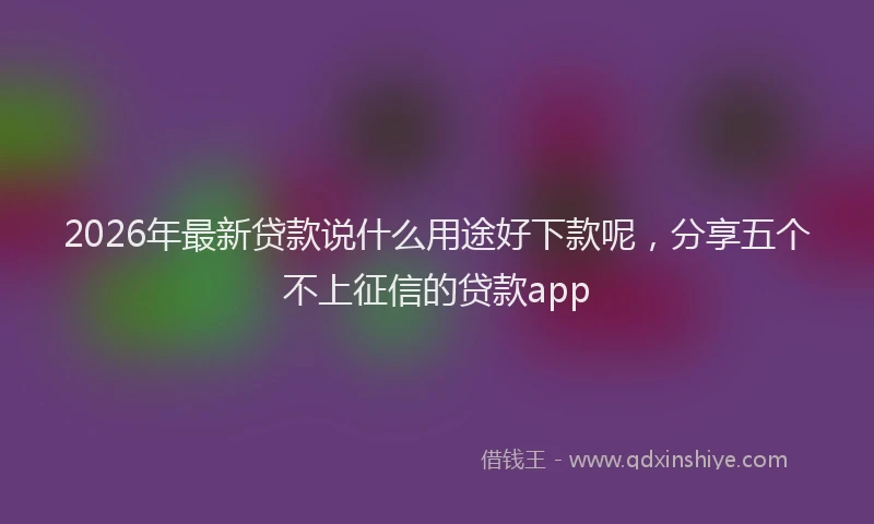 2026年最新贷款说什么用途好下款呢，分享五个不上征信的贷款app