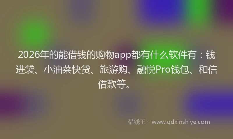 2026年的能借钱的购物app都有什么软件有：钱进袋、小油菜快贷、旅游购、融悦Pro钱包、和信借款等。