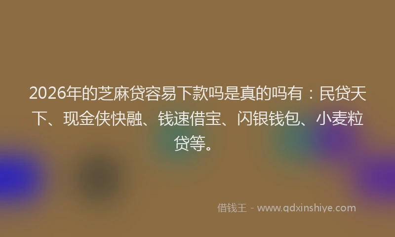 2026年的芝麻贷容易下款吗是真的吗有：民贷天下、现金侠快融、钱速借宝、闪银钱包、小麦粒贷等。