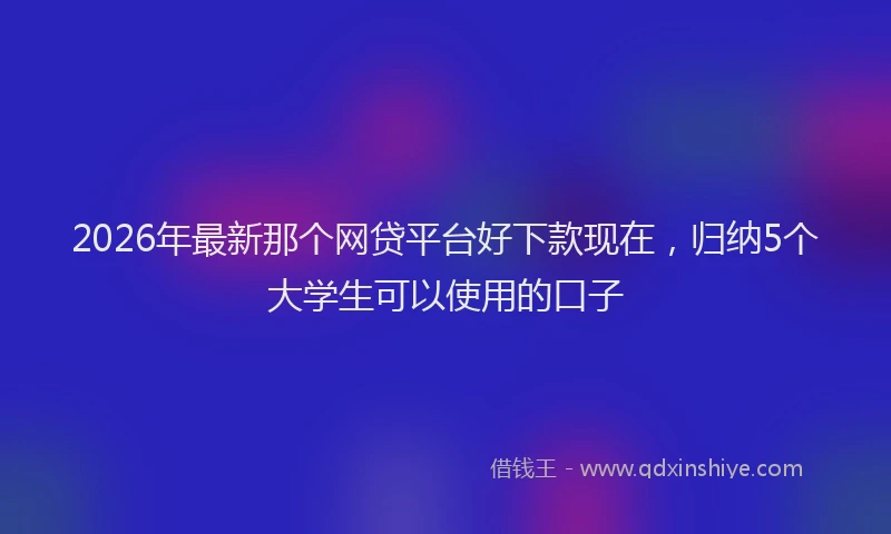2026年最新那个网贷平台好下款现在，归纳5个大学生可以使用的口子