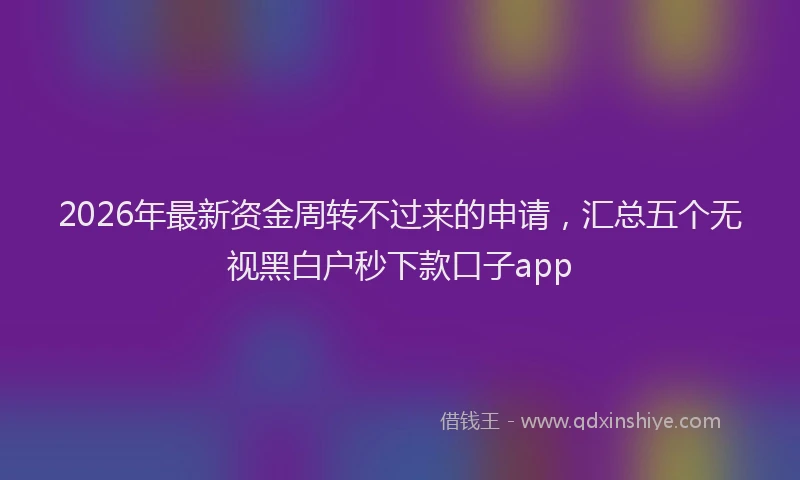 2026年最新资金周转不过来的申请，汇总五个无视黑白户秒下款口子app
