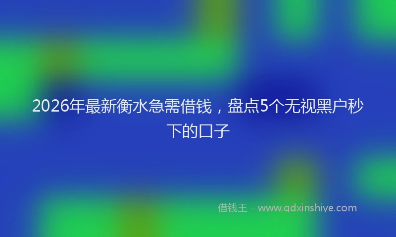 2026年最新衡水急需借钱，盘点5个无视黑户秒下的口子