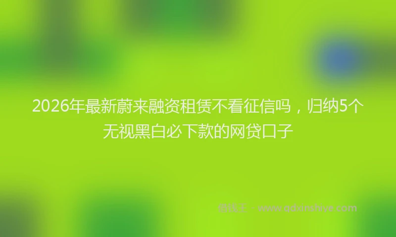 2026年最新蔚来融资租赁不看征信吗，归纳5个无视黑白必下款的网贷口子