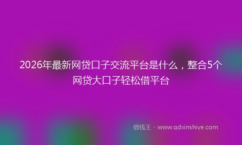 2026年最新网贷口子交流平台是什么，整合5个网贷大口子轻松借平台