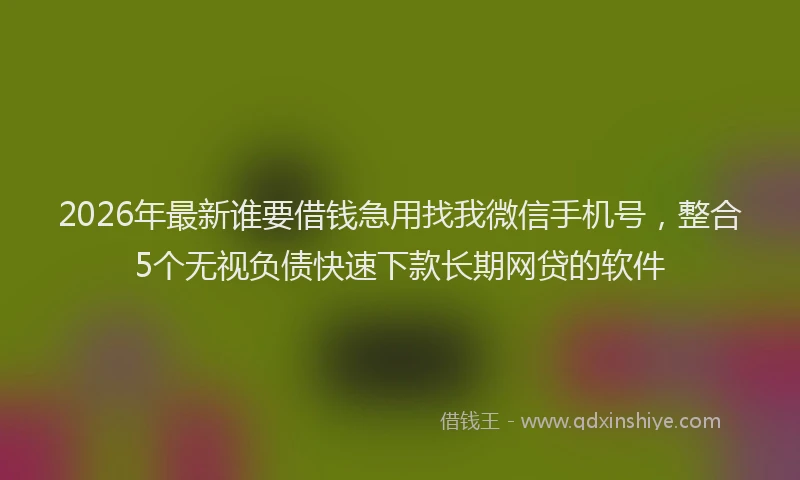 2026年最新谁要借钱急用找我微信手机号，整合5个无视负债快速下款长期网贷的软件