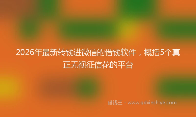 2026年最新转钱进微信的借钱软件，概括5个真正无视征信花的平台