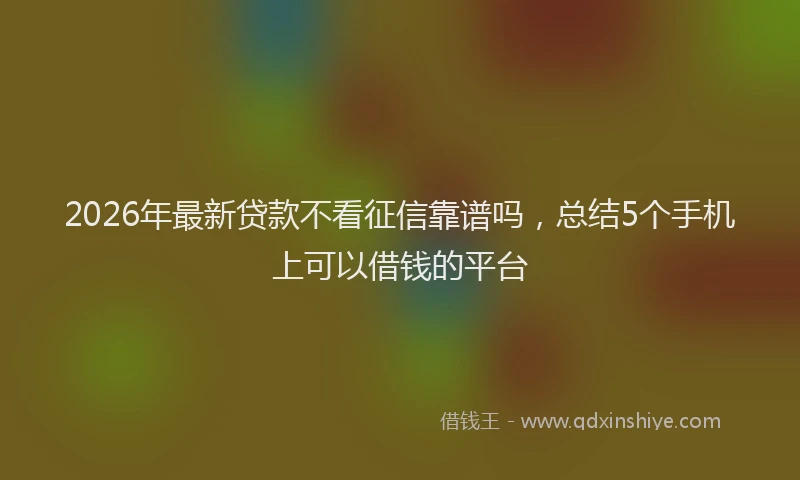 2026年最新贷款不看征信靠谱吗，总结5个手机上可以借钱的平台