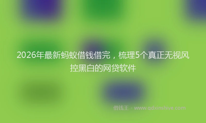 2026年最新蚂蚁借钱借完，梳理5个真正无视风控黑白的网贷软件