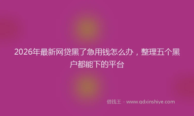2026年最新网贷黑了急用钱怎么办，整理五个黑户都能下的平台