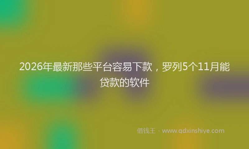 2026年最新那些平台容易下款，罗列5个11月能贷款的软件