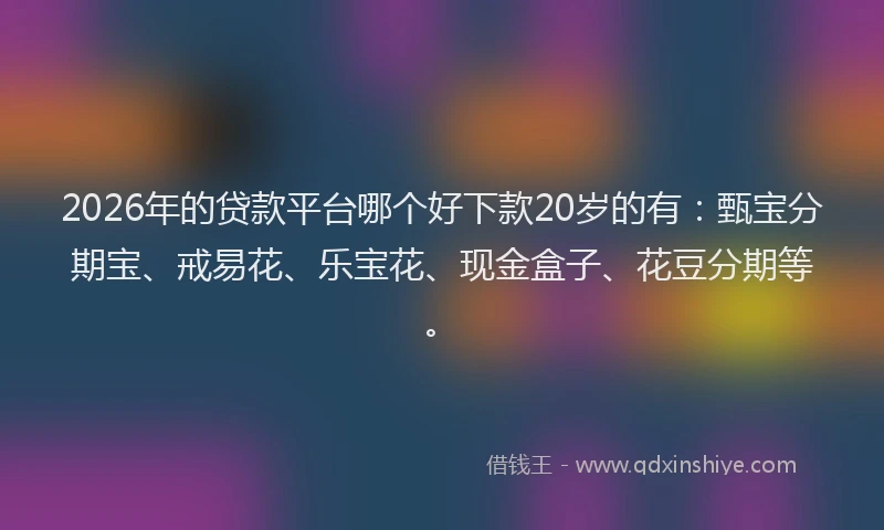 2026年的贷款平台哪个好下款20岁的有：甄宝分期宝、戒易花、乐宝花、现金盒子、花豆分期等。