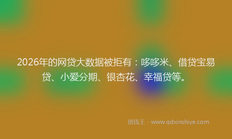 2026年的网贷大数据被拒有：哆哆米、借贷宝易贷、小爱分期、银杏花、幸福贷等。