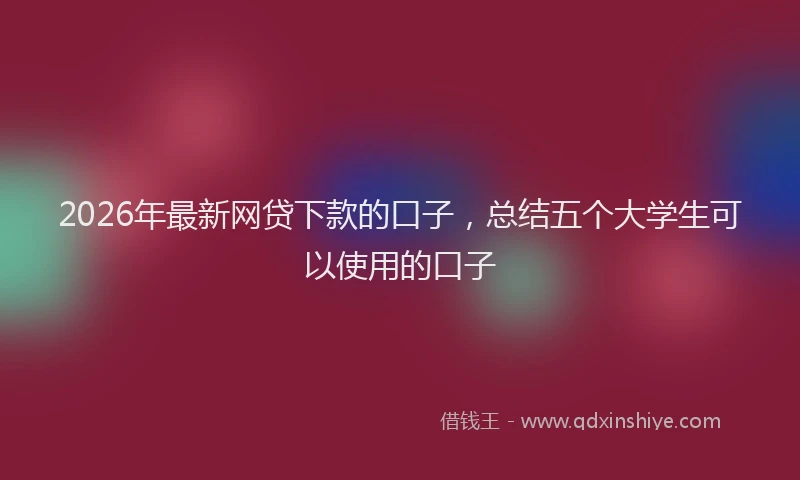 2026年最新网贷下款的口子，总结五个大学生可以使用的口子