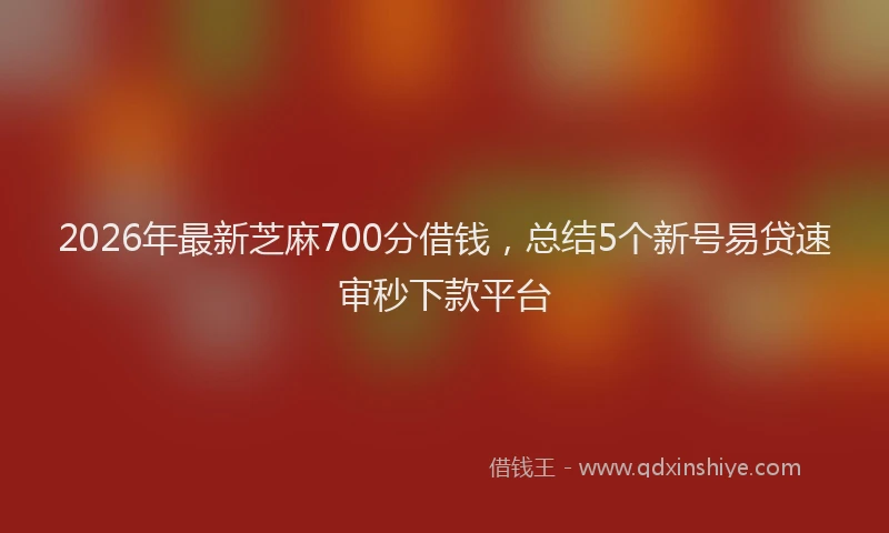 2026年最新芝麻700分借钱，总结5个新号易贷速审秒下款平台