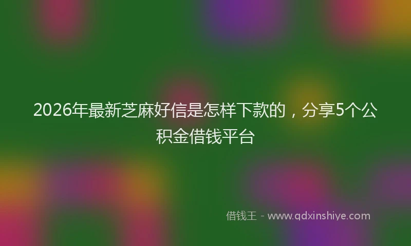 2026年最新芝麻好信是怎样下款的，分享5个公积金借钱平台