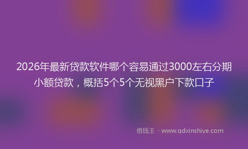 2026年最新贷款软件哪个容易通过3000左右分期小额贷款，概括5个5个无视黑户下款口子