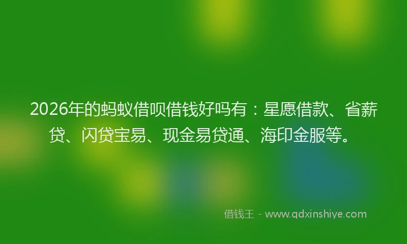 2026年的蚂蚁借呗借钱好吗有：星愿借款、省薪贷、闪贷宝易、现金易贷通、海印金服等。