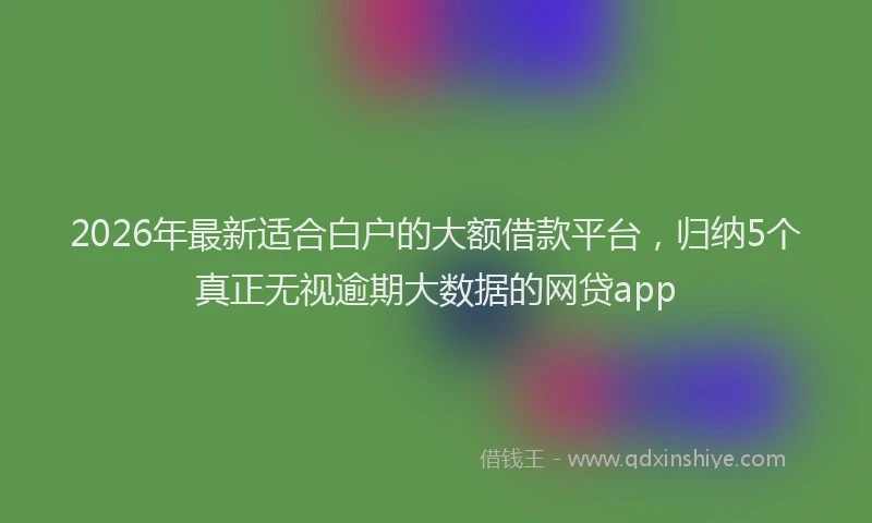 2026年最新适合白户的大额借款平台，归纳5个真正无视逾期大数据的网贷app