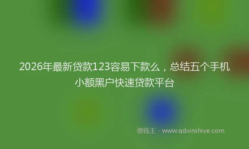 2026年最新贷款123容易下款么，总结五个手机小额黑户快速贷款平台
