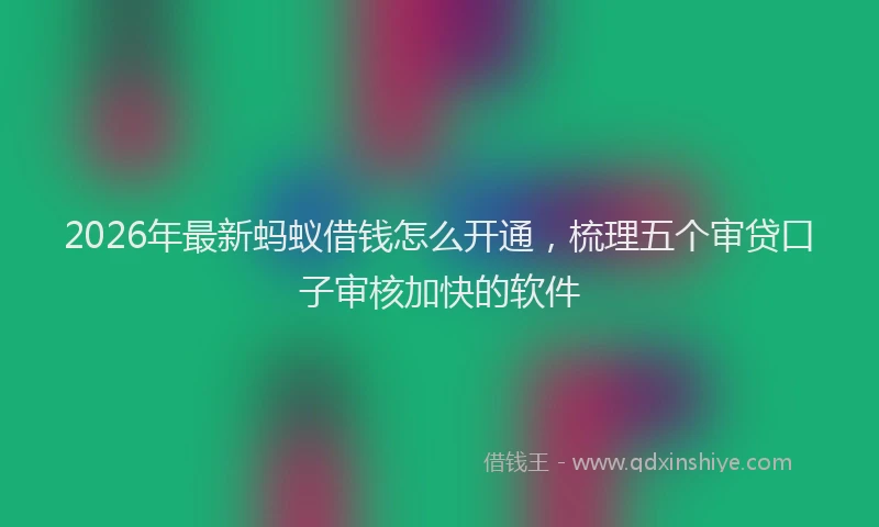 2026年最新蚂蚁借钱怎么开通，梳理五个审贷口子审核加快的软件