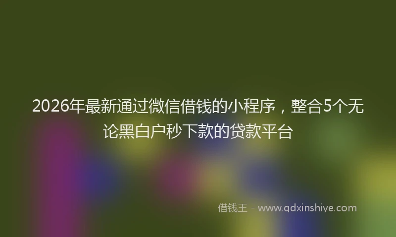 2026年最新通过微信借钱的小程序，整合5个无论黑白户秒下款的贷款平台
