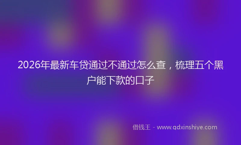 2026年最新车贷通过不通过怎么查，梳理五个黑户能下款的口子