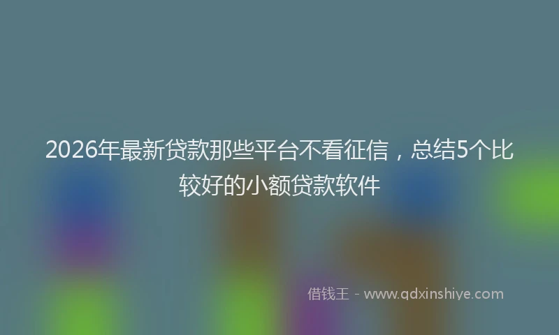 2026年最新贷款那些平台不看征信，总结5个比较好的小额贷款软件