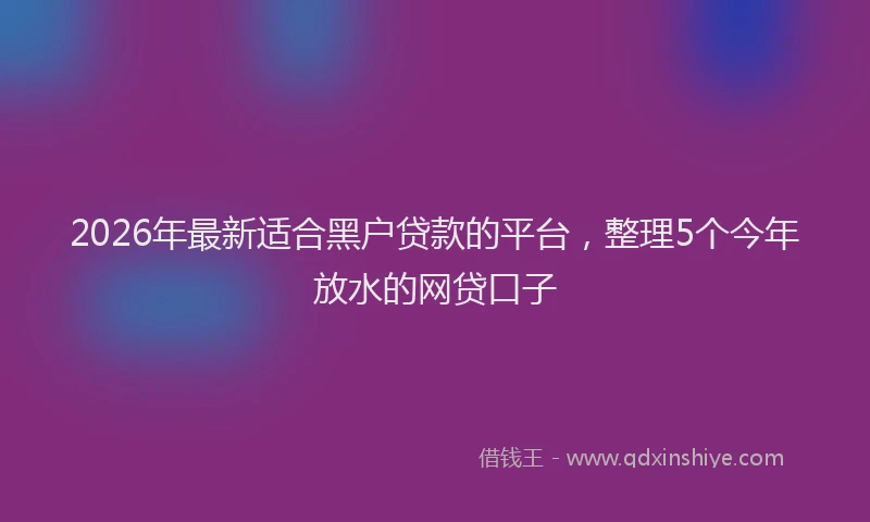2026年最新适合黑户贷款的平台，整理5个今年放水的网贷口子