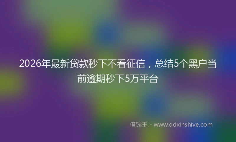 2026年最新贷款秒下不看征信，总结5个黑户当前逾期秒下5万平台