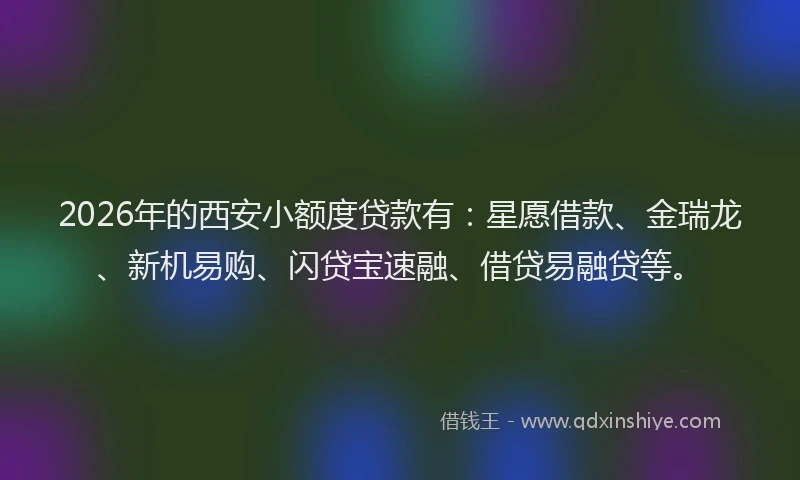 2026年的西安小额度贷款有：星愿借款、金瑞龙、新机易购、闪贷宝速融、借贷易融贷等。