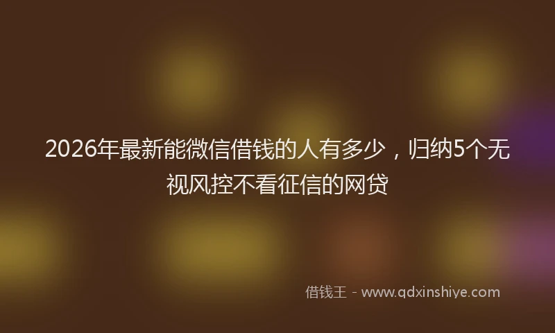2026年最新能微信借钱的人有多少，归纳5个无视风控不看征信的网贷