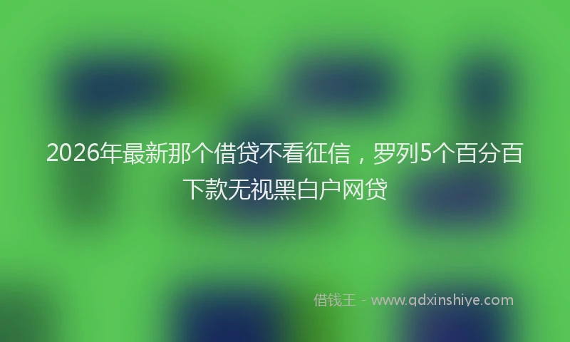 2026年最新那个借贷不看征信，罗列5个百分百下款无视黑白户网贷